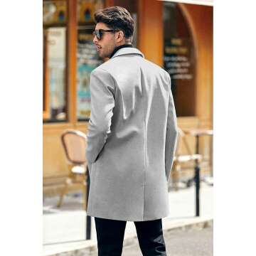 Men's Slim Fit Notched Collar Trench Coat by PASLTER