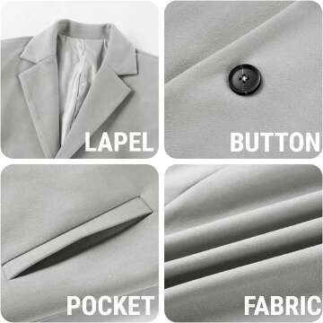 Men's Slim Fit Notched Collar Trench Coat by PASLTER