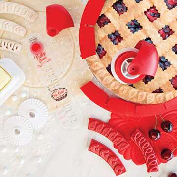 Talisman Designs Pastry Wheel Pie Crust Decorator | Pie Crust Wheel | Pie Crust Decorating Tools | Easy to Use Pastry Wheel | Pie Decorating Tools & Gadgets | Pie Crust Embosser