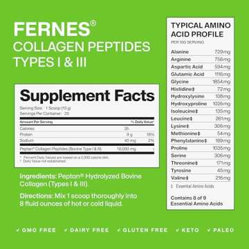 Hydrolyzed Collagen Peptides Supplement - Skin, Hair, Joint Support, Unflavored