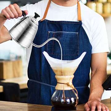 Gooseneck Pour Over Coffee Kettle, ENLOY Coffee Kettle Use for Drip Coffee and Tea 40oz/1.2L, Stainless Steel Pour Over Kettle with Fixed Thermometer for Exact Temperature