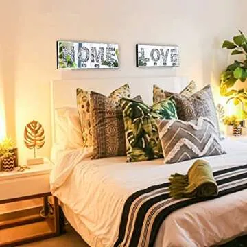 Crush Diamond Mirrored Love Letter Plaque Sign for Wall Decor, Crystal Clear Hooks Key Holder Key Hanger, Silver Mirror Decoration Wall Art, Wall Mounted Home Decor 15"×5.9"×1.6"