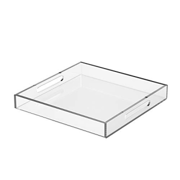 NIUBEE 15x15 Inches Acrylic Serving Tray - Spill Proof Clear Decorative Organizer