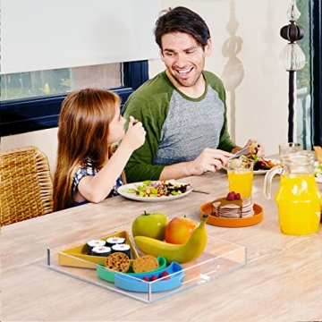 NIUBEE 15x15 Inches Acrylic Serving Tray - Spill Proof