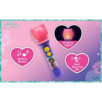 DreamWorks Gabby's Dollhouse Toy Microphone for Kids, Musical Toy for Girls with Built-in Song, Kids...