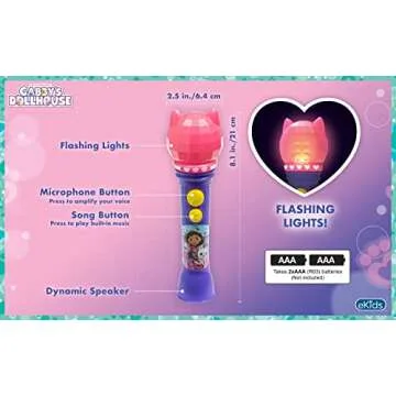DreamWorks Gabby's Dollhouse Toy Microphone for Kids, Musical Toy for Girls with Built-in Song, Kids Microphone Designed for Ages 3 and Up