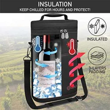 OPUX 2 Bottle Wine Carrier Tote, Insulated Leakproof Wine Cooler Bag, Wine Travel Bag Tote for Picni...