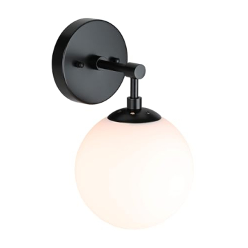 XiNBEi Lighting Wall Light 1 Light Vintage Wall Sconce with Globe Glass, Stylish Matte Black Design ...