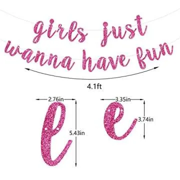 Girls Just Wanna Have Fun Banner - Engagement & Bachelorette Party Decor in Deep Pink