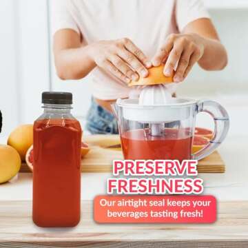 Reli. Plastic Juice Bottles [15 Pack] [12 oz] Square Plastic Juice Bottles with Caps & Sticker Labels | Clear, Empty for Juicing 12oz | Disposable, Reusable Containers for Juicing, Smoothies