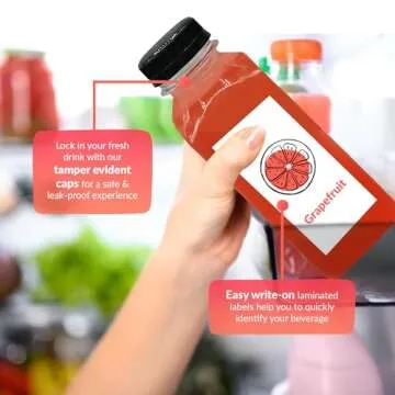 Reli Plastic Juice Bottles [15 Pack] for Juicing & Smoothies