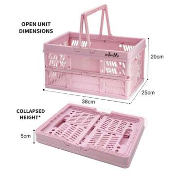 ZHJINGYU crates for storage,plastic baskets for organizing,collapsible shopping basket,20L foldable ...