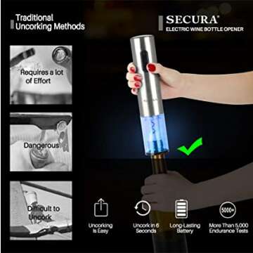Secura Electric Wine Opener for Easy Cork Removal