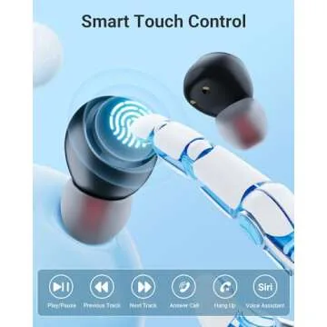 Ear Buds Wireless Earbuds Bluetooth 5.4 Headphones with LED Power Display, IPX8 Waterproof, Mini Earbud, Built-in Mic Calls, Ultra-Light, Stereo Earphones for Sports, Gym, Running, Workout, Black S