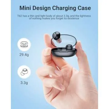 Ear Buds Wireless Earbuds Bluetooth 5.4 Headphones with LED Power Display, IPX8 Waterproof, Mini Earbud, Built-in Mic Calls, Ultra-Light, Stereo Earphones for Sports, Gym, Running, Workout, Black S