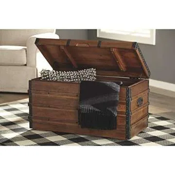 Signature Design by Ashley Kettleby Vintage Wood Storage Trunk or Coffee Table with Lift Top 19", Brown