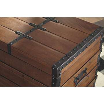 Signature Design by Ashley Kettleby Vintage Wood Storage Trunk or Coffee Table with Lift Top 19", Brown