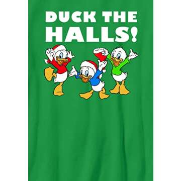 Disney Characters Nephew Holiday Boy's Solid Crew Tee, Kelly Green, Large