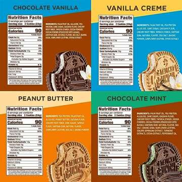 Catalina Crunch Sandwich Cookies Variety Pack (4 Flavors), Chocolate Mint, Peanut Butter, Vanilla Creme, Chocolate Vanilla | Vegan, Low Carb, Low Sugar, Protein | Keto Cookies, Snacks
