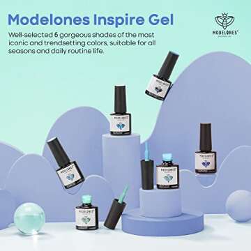 modelones Gel Nail Polish Set- 6 Summer Colors Blue Gel Polish Kit Mint Green Pastel Nail Polish Gel...