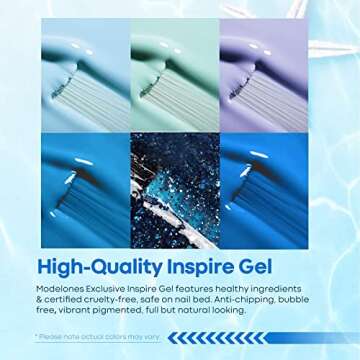 modelones Gel Nail Polish Set- 6 Summer Colors Blue Gel Polish Kit Mint Green Pastel Nail Polish Gel Soak Off Bright Blue Glitter Gel Nail Kit for Starters DIY Nail Art Salon Manicure Gifts for Women