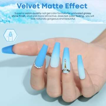 modelones Gel Nail Polish Set- 6 Summer Colors Blue Gel Polish Kit Mint Green Pastel Nail Polish Gel Soak Off Bright Blue Glitter Gel Nail Kit for Starters DIY Nail Art Salon Manicure Gifts for Women