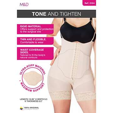 M&D Ab Lipo Foam Abdominal Board Post Surgery for Liposuction | Lipo 360 Foams board | Tabla Abdominal para Recovery Tummy Tuck