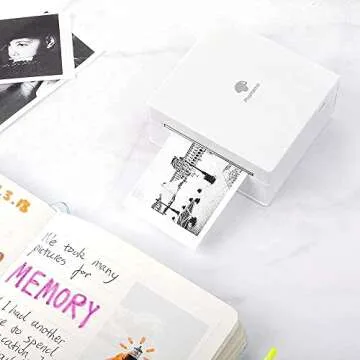 Phomemo M02 Pocket Printer- Mini Bluetooth Thermal Printer with 3 Rolls White Sticker Paper, Compatible with iOS + Android for Learning Assistance, Study Notes, Journal, Fun, Work，White