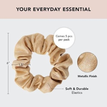 Kitsch Metallic Blush/Mauve 5 Count Scrunchies for Women