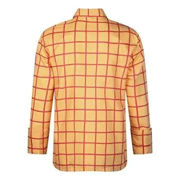 Woody Shirt Men's Plaid Button Down Long Sleeve Work Casual Shirt L Yellow