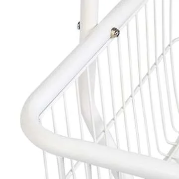 Amazon Basics Rectangular Laundry Hamper Basket Butler Cart with Wheels and Hanging Rack, White