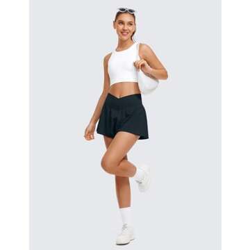 CRZ YOGA Women's 2 in 1 Athletic Shorts with Pockets