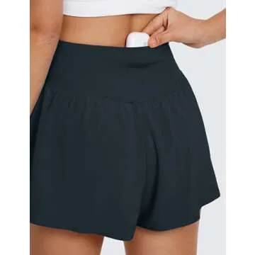 CRZ YOGA Women's 2 in 1 Athletic Shorts with Pockets