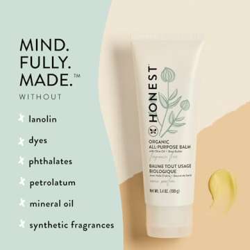 The Honest Company Organic All Purpose Balm | Gentle for Baby | Soothes + Moisturizes | Plant-Based + Hypoallergenic | 3.4 oz