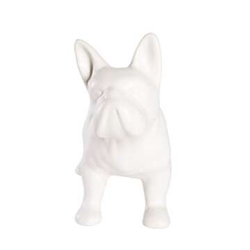 Nayothecorgi French Bulldog Statue - Matte White Standing Ceramic Dog Statue - Decorative Dog Sculpt...