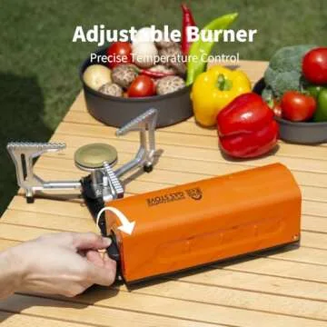 INFOOD Portable Camping Stove, Folding Camp Stove, Butane Gas Stove with Carrying Bag for Indoor Outdoor Cooking, Backpack Hiking Home Travel, Outdoor Patio, RV Trip & Picnic, Orange