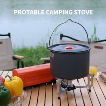 INFOOD Portable Camping Stove, Folding Camp Stove, Butane Gas Stove with Carrying Bag for Indoor Outdoor Cooking, Backpack Hiking Home Travel, Outdoor Patio, RV Trip & Picnic, Orange