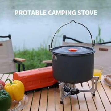 INFOOD Portable Camping Stove, Folding Camp Stove, Butane Gas Stove with Carrying Bag for Indoor Outdoor Cooking, Backpack Hiking Home Travel, Outdoor Patio, RV Trip & Picnic, Orange
