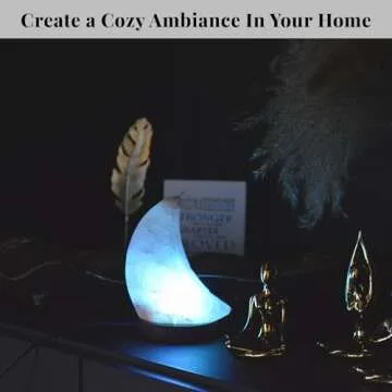POHS USB Himalayan Mini Moon Salt Lamp, 7 Color Changing LED Bulb, Hand Crafted Crystal Rock Salt Night Light for Home Decor, Desk, and Gift | Premium Quality Wood Base and USB Cable
