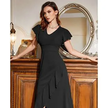 Elegant Ruffled Sleeves Formal Dress for Women