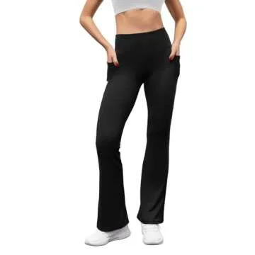 SEAJOJO Women's High Waist Flare Yoga Pants with Pockets