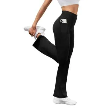 SEAJOJO Women's High Waist Flare Yoga Pants with Pockets