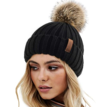 FURTALK Womens Winter Knitted Beanie Hat with Faux Fur Pom Warm Knit Skull Cap Beanie for Women Pure...