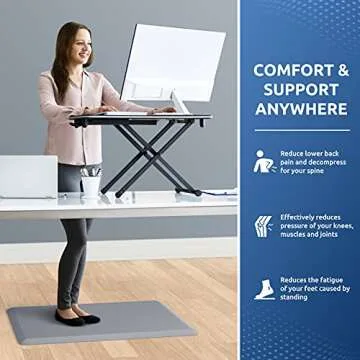 KitchenClouds Kitchen Mat Cushioned Anti Fatigue Rug 17.3"x28" Waterproof Non Slip Standing Desk Mat Comfort Floor Mats for Kitchen House Sink Office (Grey)