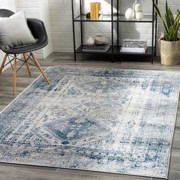 Livabliss Desta Vintage Oriental Area Rug, 5'3" x 7'3", Blue/White - Your Stylish Home Essential