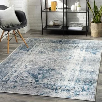 Livabliss Desta Vintage Oriental Area Rug, 5'3" x 7'3", Blue/White - Your Stylish Home Essential