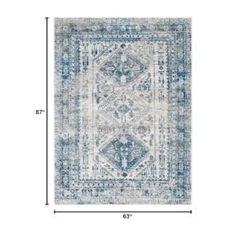 Livabliss Vintage Oriental Area Rug - Blue/White 5'3" x 7'3"