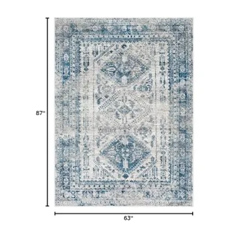 Livabliss Vintage Oriental Area Rug - Blue/White 5'3" x 7'3"