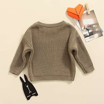 Karwuiio Toddler Baby Girl Boy Knit Sweater Round Neck Long Sleeve Pullover Sweatshirt Fall Winter Clothes (A-Grey, 12-18 Months)