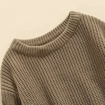 Karwuiio Toddler Baby Girl Boy Knit Sweater Round Neck Long Sleeve Pullover Sweatshirt Fall Winter Clothes (A-Grey, 12-18 Months)